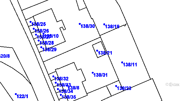 Parcela st. 138/21 v KÚ Třeboň, Katastrální mapa