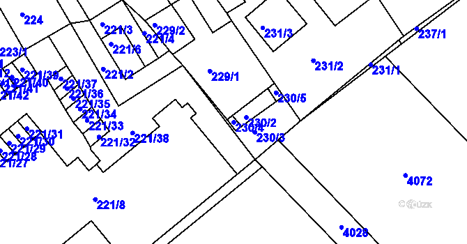 Parcela st. 230/4 v KÚ Třeboň, Katastrální mapa