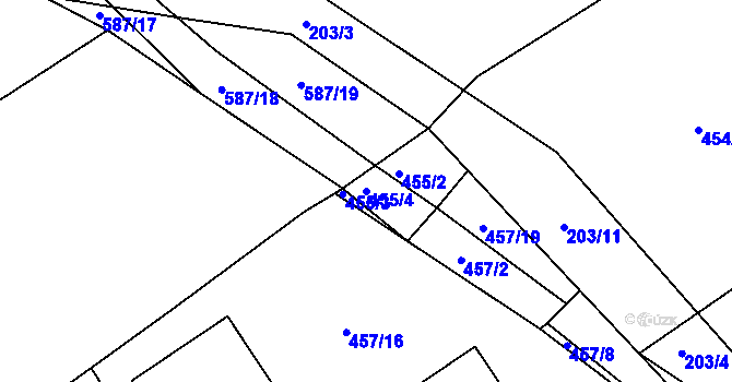 Parcela st. 455/4 v KÚ Třeboň, Katastrální mapa