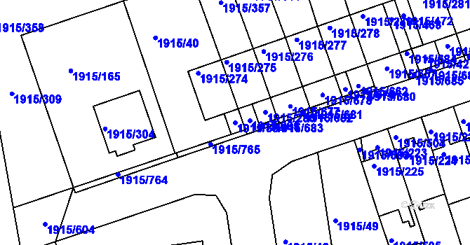 Parcela st. 1915/584 v KÚ Třeboň, Katastrální mapa