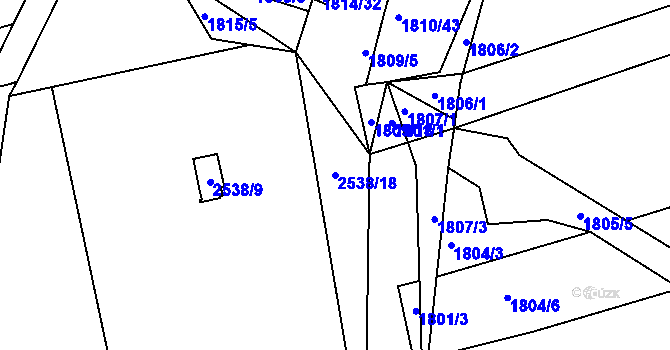 Parcela st. 2538/18 v KÚ Třeboň, Katastrální mapa