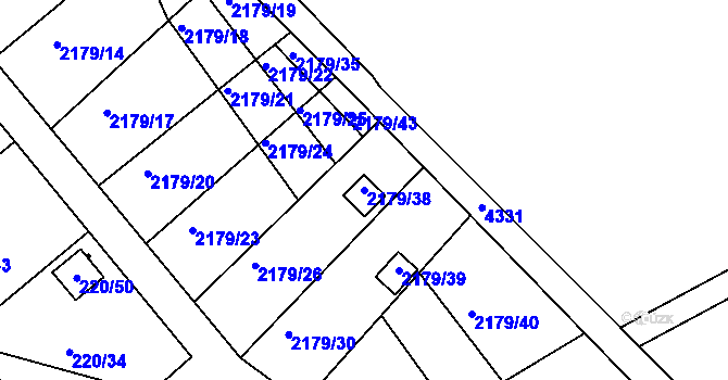 Parcela st. 2179/38 v KÚ Třeboň, Katastrální mapa