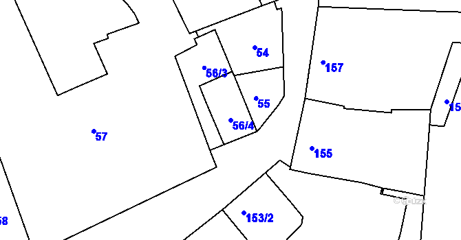 Parcela st. 56/4 v KÚ Třeboň, Katastrální mapa