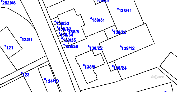 Parcela st. 138/22 v KÚ Třeboň, Katastrální mapa
