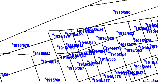 Parcela st. 1915/619 v KÚ Třeboň, Katastrální mapa