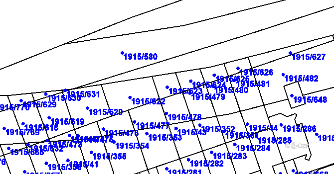 Parcela st. 1915/623 v KÚ Třeboň, Katastrální mapa