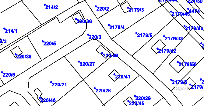 Parcela st. 220/49 v KÚ Třeboň, Katastrální mapa