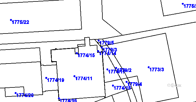 Parcela st. 1774/14 v KÚ Třeboň, Katastrální mapa