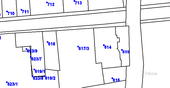 Parcela st. 617/2 v KÚ Třeboň, Katastrální mapa