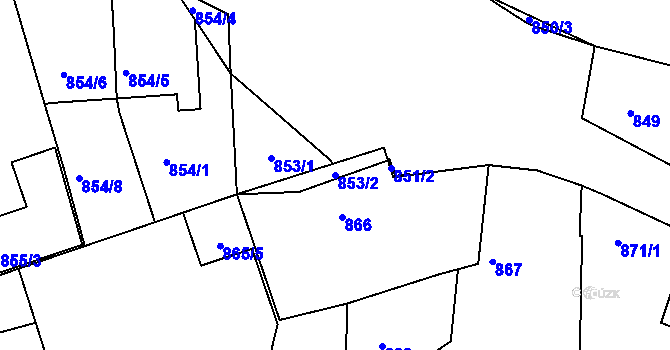 Parcela st. 853/2 v KÚ Třeboň, Katastrální mapa