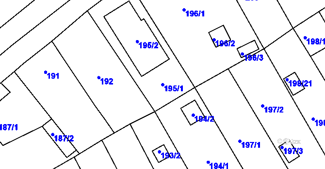 Parcela st. 195/1 v KÚ Třeboň, Katastrální mapa
