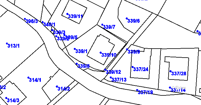 Parcela st. 339/10 v KÚ Třeboň, Katastrální mapa