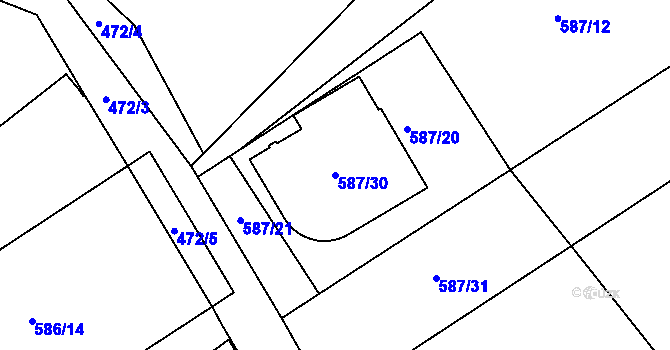 Parcela st. 587/30 v KÚ Třeboň, Katastrální mapa