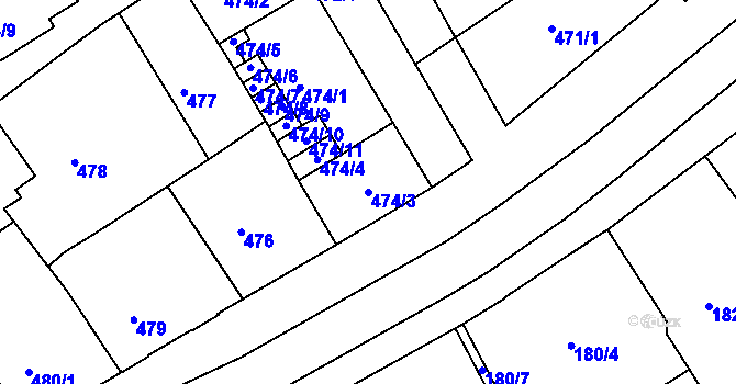 Parcela st. 474/3 v KÚ Třeboň, Katastrální mapa