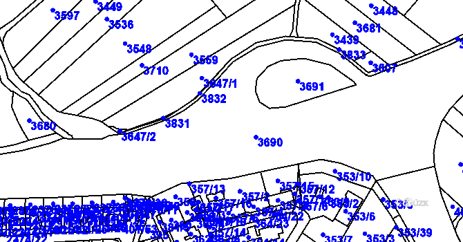 Parcela st. 2503/6 v KÚ Třeboň, Katastrální mapa