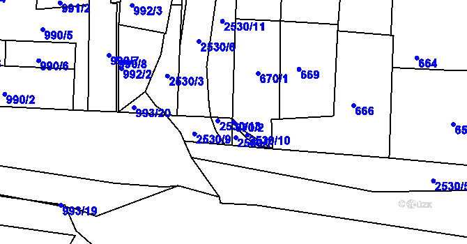 Parcela st. 670/2 v KÚ Třeboň, Katastrální mapa