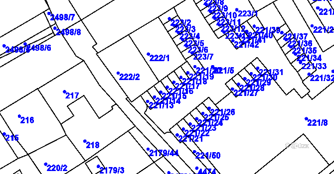 Parcela st. 221/16 v KÚ Třeboň, Katastrální mapa