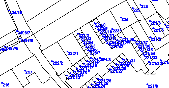 Parcela st. 223/5 v KÚ Třeboň, Katastrální mapa