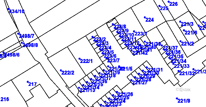 Parcela st. 223/6 v KÚ Třeboň, Katastrální mapa