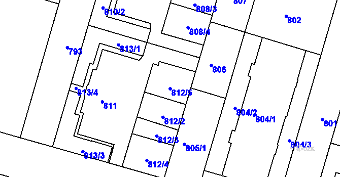 Parcela st. 812/5 v KÚ Třeboň, Katastrální mapa