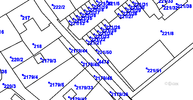 Parcela st. 221/50 v KÚ Třeboň, Katastrální mapa
