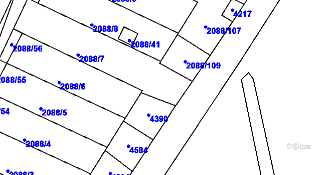 Parcela st. 2088/110 v KÚ Třeboň, Katastrální mapa