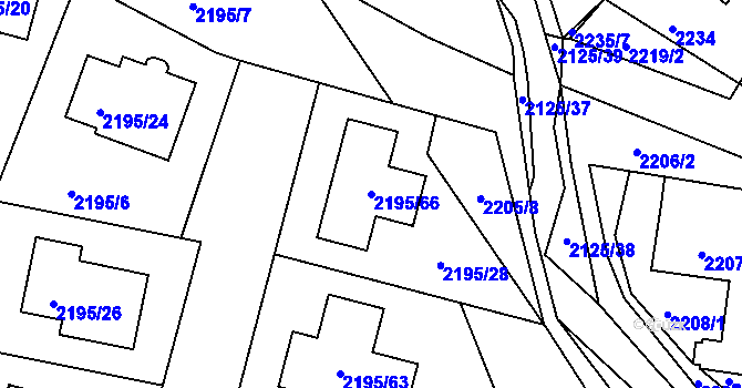 Parcela st. 2195/66 v KÚ Třeboň, Katastrální mapa
