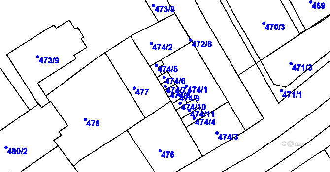 Parcela st. 474/7 v KÚ Třeboň, Katastrální mapa