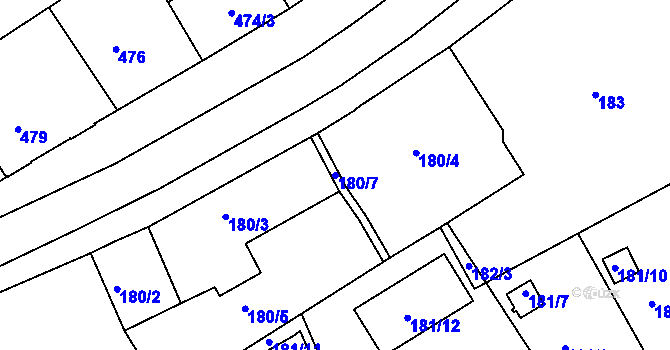 Parcela st. 180/7 v KÚ Třeboň, Katastrální mapa