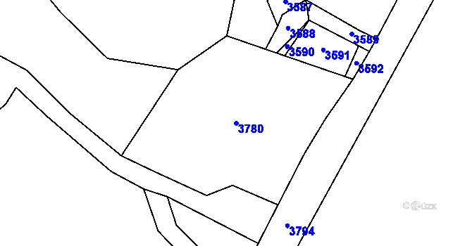 Parcela st. 3780 v KÚ Třeboň, Katastrální mapa