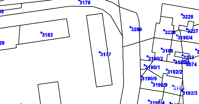 Parcela st. 3177 v KÚ Třeboň, Katastrální mapa