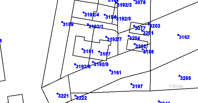 Parcela st. 3187 v KÚ Třeboň, Katastrální mapa