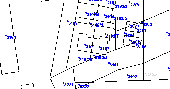 Parcela st. 3191 v KÚ Třeboň, Katastrální mapa