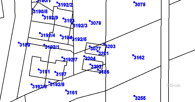 Parcela st. 3201 v KÚ Třeboň, Katastrální mapa