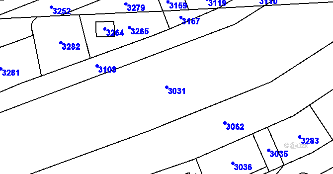 Parcela st. 3031 v KÚ Třeboň, Katastrální mapa
