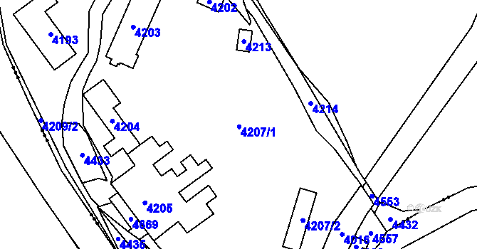 Parcela st. 4207 v KÚ Třeboň, Katastrální mapa