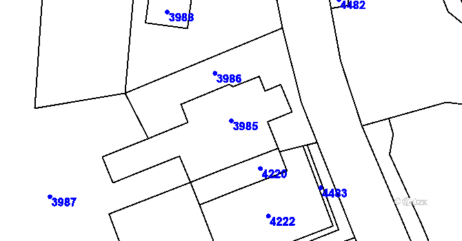 Parcela st. 3985 v KÚ Třeboň, Katastrální mapa