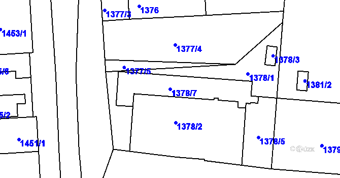 Parcela st. 1378/7 v KÚ Třeboň, Katastrální mapa