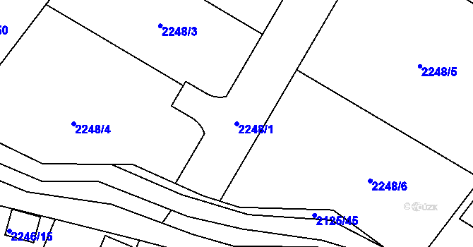 Parcela st. 2248/1 v KÚ Třeboň, Katastrální mapa