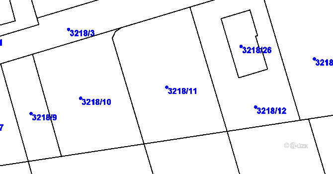 Parcela st. 3218/11 v KÚ Třeboň, Katastrální mapa