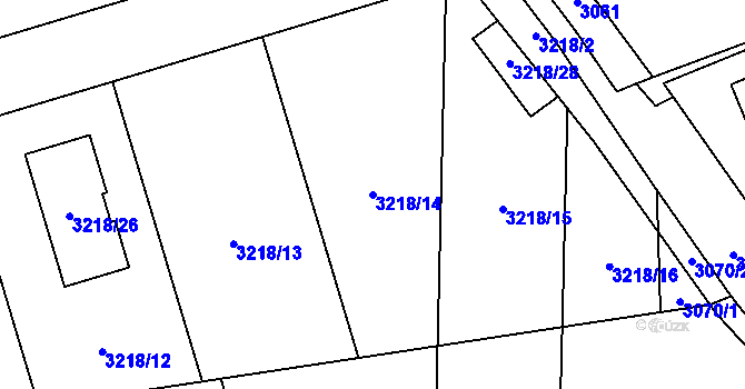 Parcela st. 3218/14 v KÚ Třeboň, Katastrální mapa