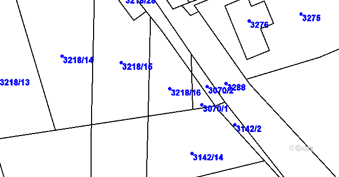 Parcela st. 3218/16 v KÚ Třeboň, Katastrální mapa
