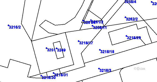 Parcela st. 3218/17 v KÚ Třeboň, Katastrální mapa