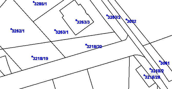 Parcela st. 3218/20 v KÚ Třeboň, Katastrální mapa
