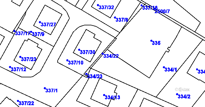Parcela st. 334/22 v KÚ Třeboň, Katastrální mapa