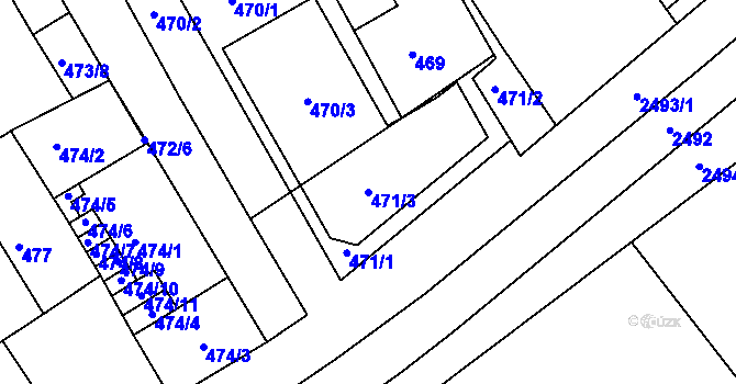 Parcela st. 471/3 v KÚ Třeboň, Katastrální mapa