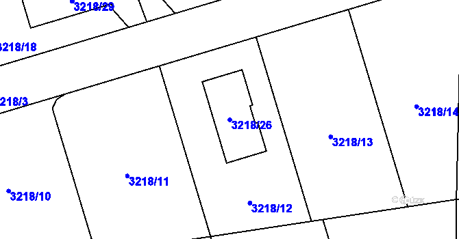 Parcela st. 3218/26 v KÚ Třeboň, Katastrální mapa