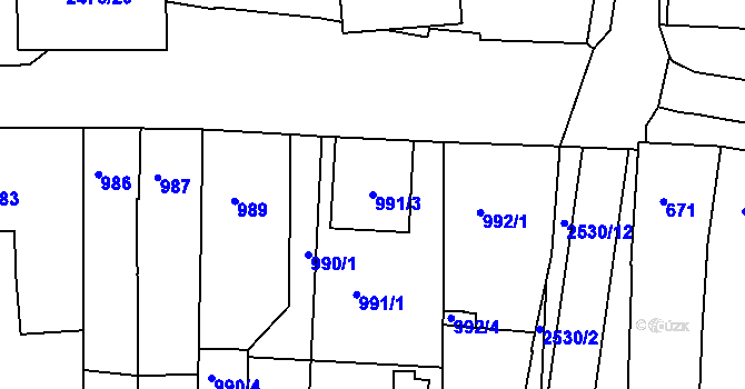 Parcela st. 991/3 v KÚ Třeboň, Katastrální mapa