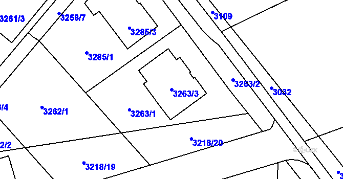 Parcela st. 3263/3 v KÚ Třeboň, Katastrální mapa