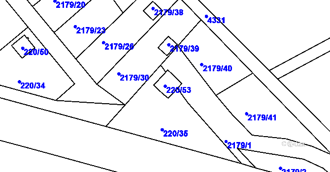 Parcela st. 220/53 v KÚ Třeboň, Katastrální mapa